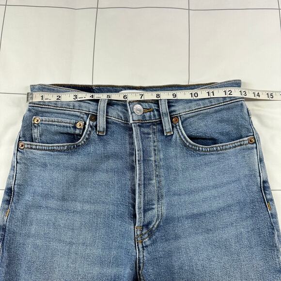 Re/Done Jeans Womens 26 Blue High Rise Ankle Crop Mid 90s Button Fly Medium Wash - Picture 10 of 15